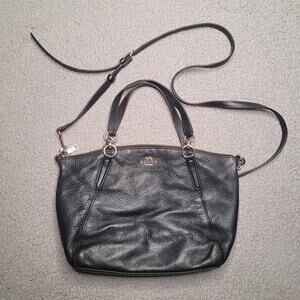 Coach Bag Black Leather Pebbled Kelsey Satchel Crossbody Shoulder Purse Classic